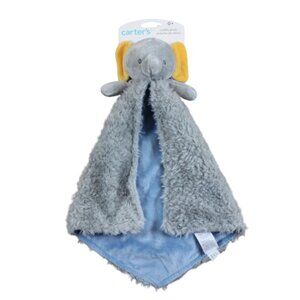 Carter's Security Blanket Elephant Gray Blue Yellow Lovey Infant Baby Boys NWT